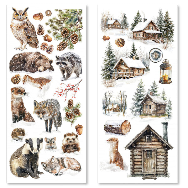 Ciao Bella FOREST TALES Winter Christmas ART Transparent STICKERS 5 sheets #CBI006
