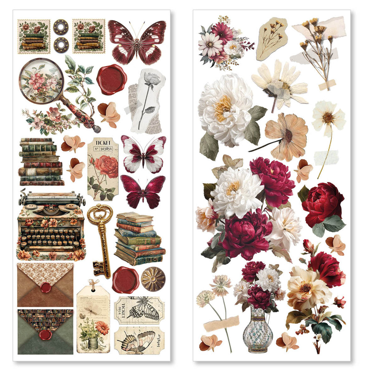 Ciao Bella BOOK LOVERS ART Transparent STICKERS 5 sheets #CBI007