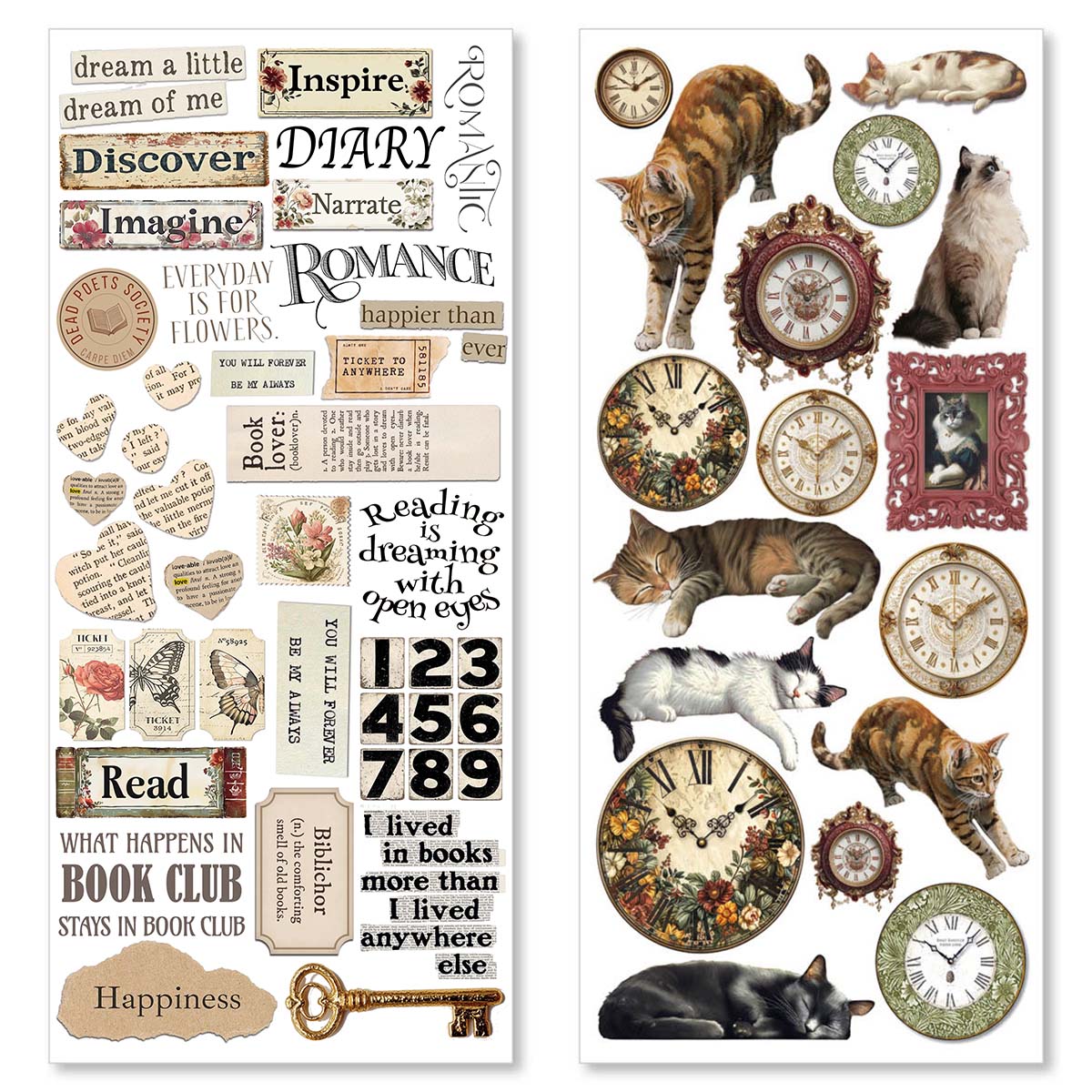 Ciao Bella BOOK LOVERS ART Transparent STICKERS 5 sheets #CBI007