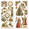 Decorative Christmas stickers with Santa Claus, Mrs. Claus, and vintage-style designs.