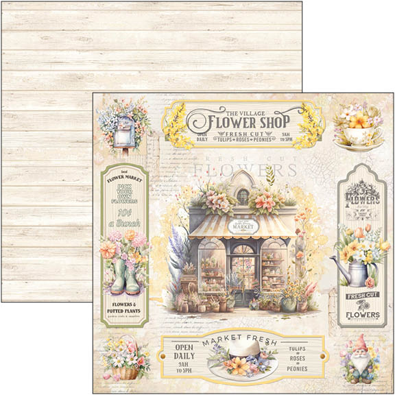 Ciao Bella FLOWER SHOP 12x12 Paper Pad 12 Sheets #CBPM077