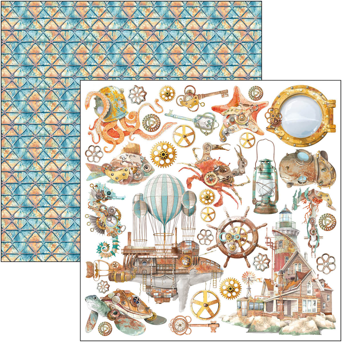 Ciao Bella CORAL REEF 12x12 Paper Pad 12 Sheets #CBPM078