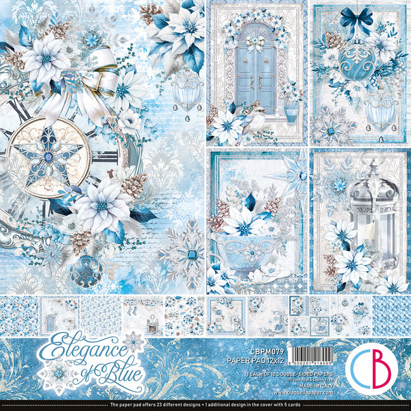 Ciao Bella ELEGANCE of BLUE Christmas Winter 12x12 Paper Pad 12 Sheets #CBPM079