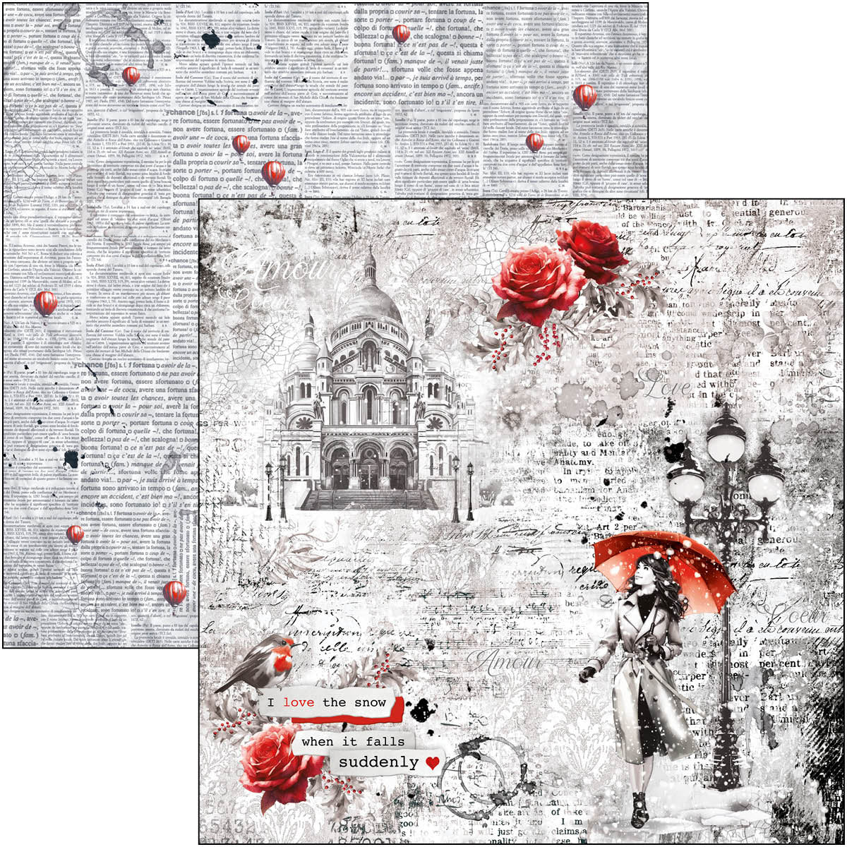 Ciao Bella PARIS JE T'AIME 12x12 Paper Pad 12 Sheets #CBPM081