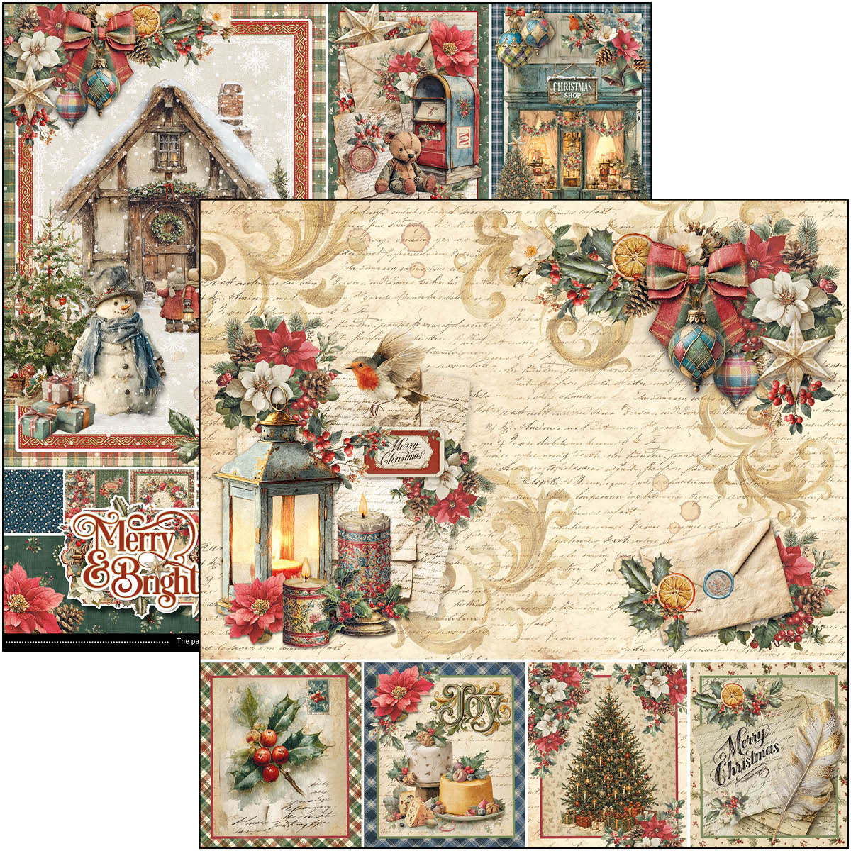 Ciao Bella MERRY and BRIGHT Christmas 12x12 Paper Pad 12 Sheets #CBPM098