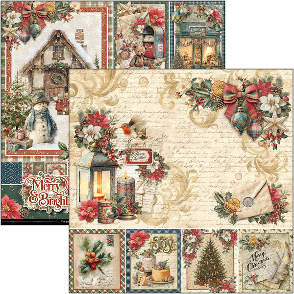 Ciao Bella MERRY and BRIGHT Christmas 12x12 Paper Pad 12 Sheets #CBPM098