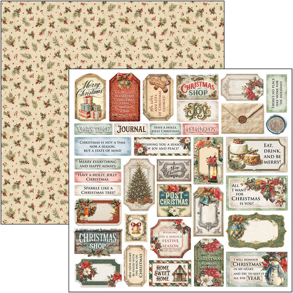 Ciao Bella MERRY and BRIGHT Christmas 12x12 Paper Pad 12 Sheets #CBPM098