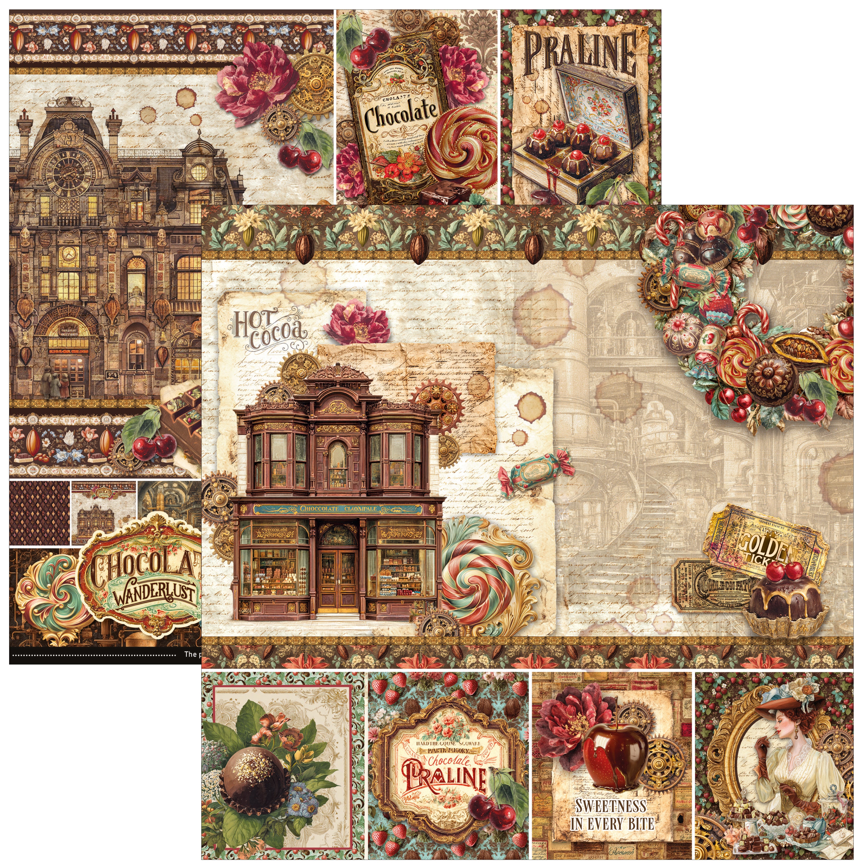 Ciao Bella CHOCOLATE WANDERLUST 12x12 Paper Pad 12 Sheets #CBPM100