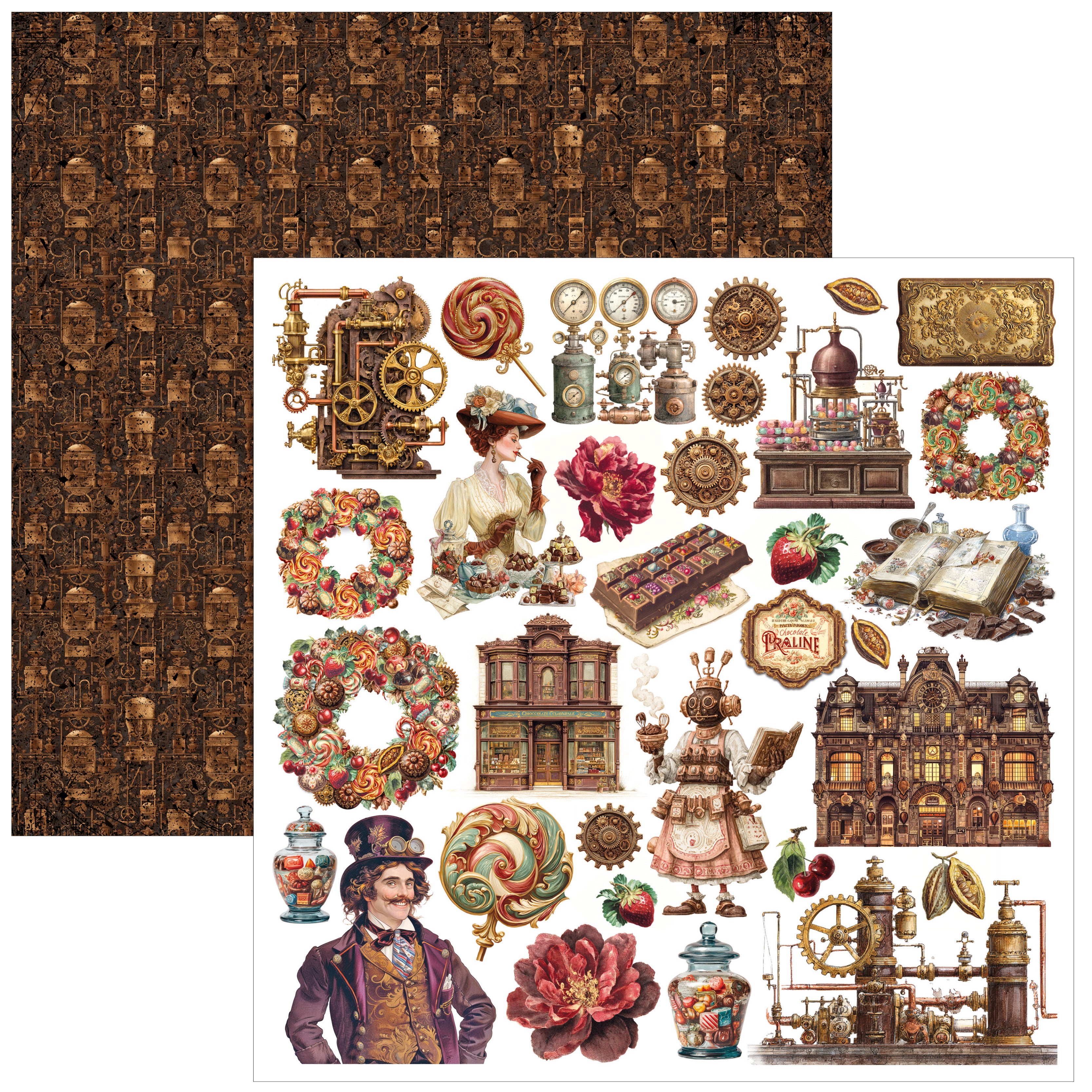 Ciao Bella CHOCOLATE WANDERLUST 12x12 Paper Pad 12 Sheets #CBPM100