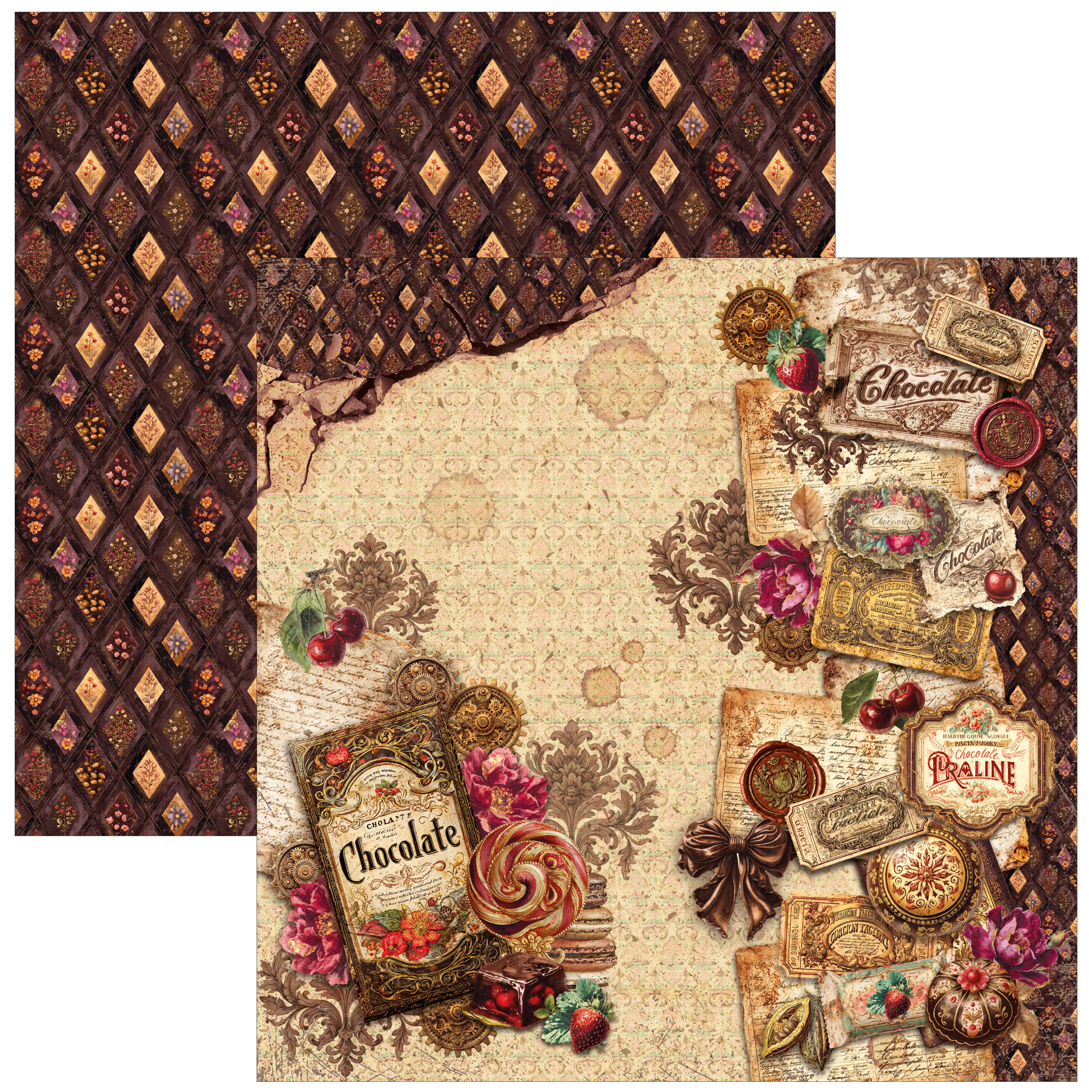Ciao Bella CHOCOLATE WANDERLUST 12x12 Paper Pad 12 Sheets #CBPM100