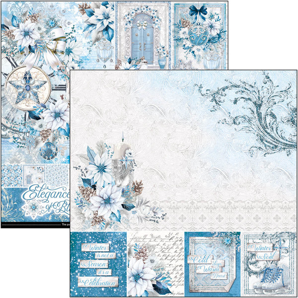 Ciao Bella ELEGANCE of BLUE Christmas Winter 12x12 Paper Pad 12 Sheets #CBPM079