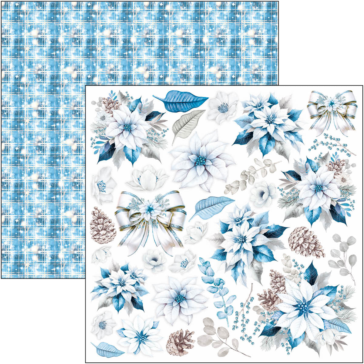 Ciao Bella ELEGANCE of BLUE Christmas Winter 12x12 Paper Pad 12 Sheets #CBPM079