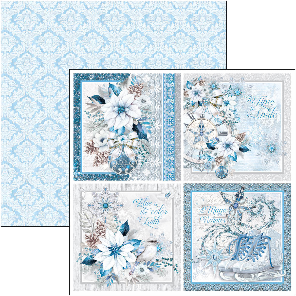 Ciao Bella ELEGANCE of BLUE Christmas Winter 12x12 Paper Pad 12 Sheets #CBPM079