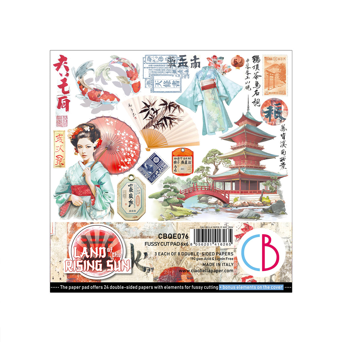 Ciao Bella LAND of the RISING SUN 6X6 Fussy Cut Paper Pad 24 Sheets #CBQE076