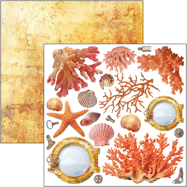 Ciao Bella CORAL REEF 6X6 Fussy Cut Paper Pad 24 Sheets #CBQE078