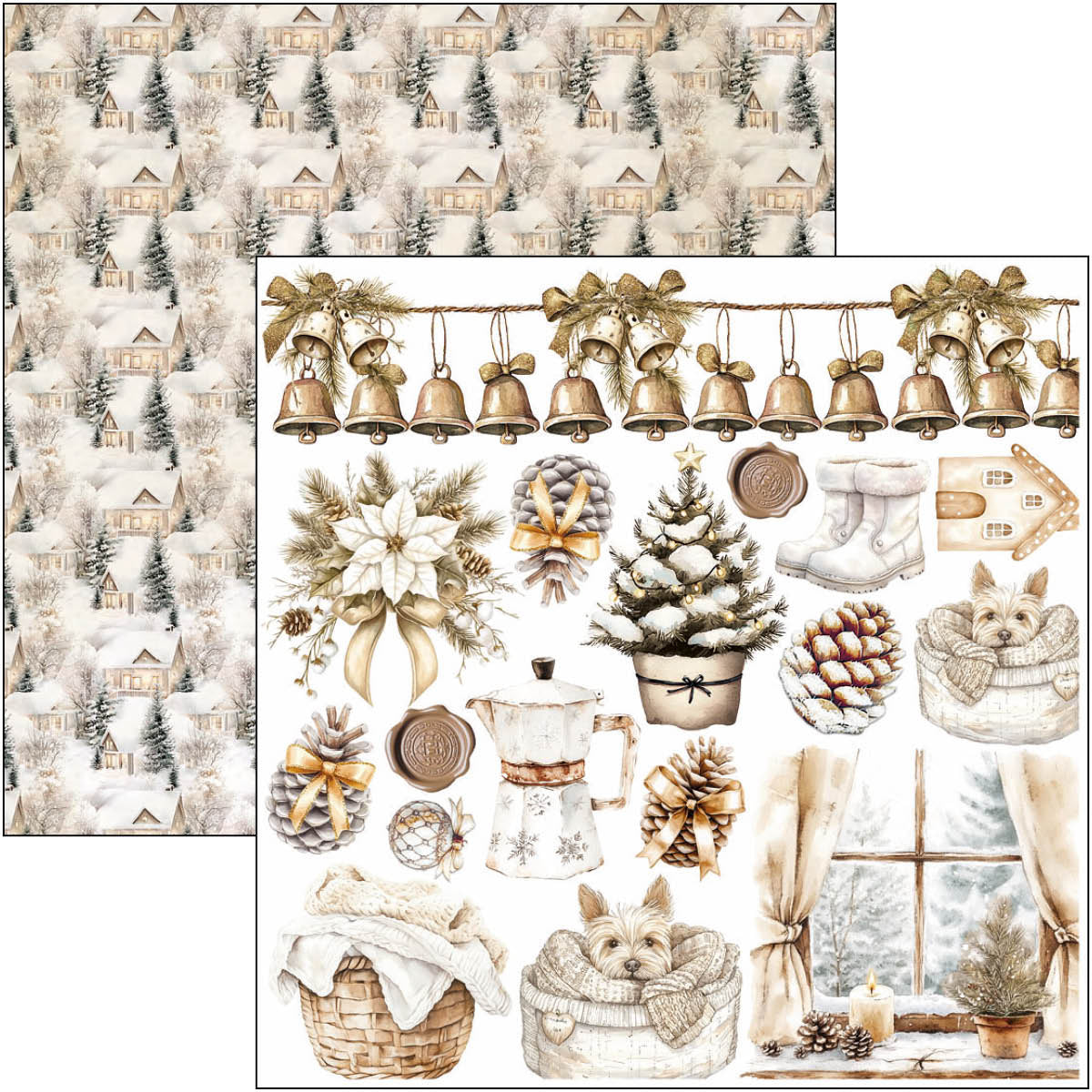 Ciao Bella WINTER SEASON Christmas 6X6 Fussy Cut Paper Pad 24 Sheets #CBQE088