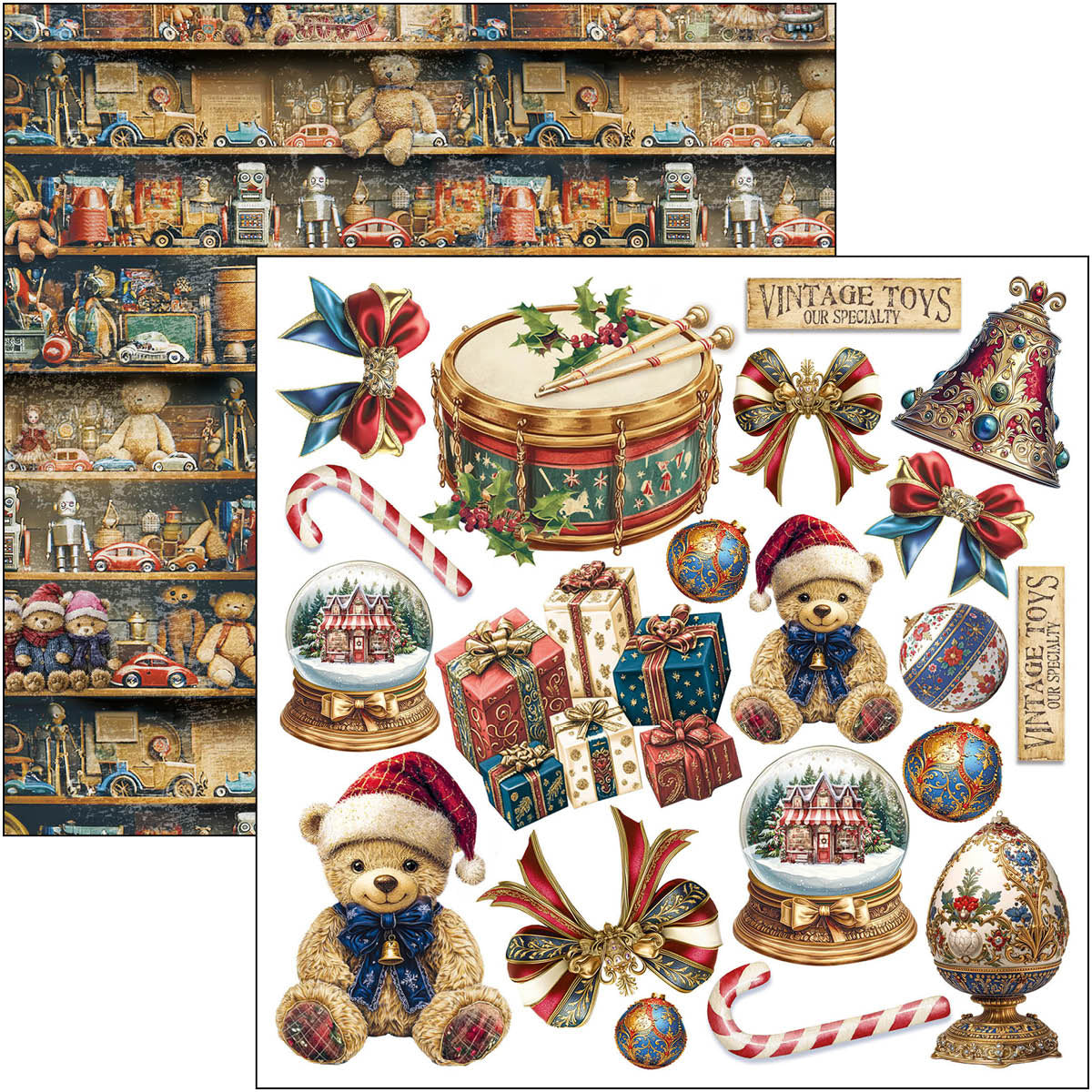 Ciao Bella TOY SHOP Winter Christmas 6X6 Fussy Cut Paper Pad 24 Sheets #CBQE089