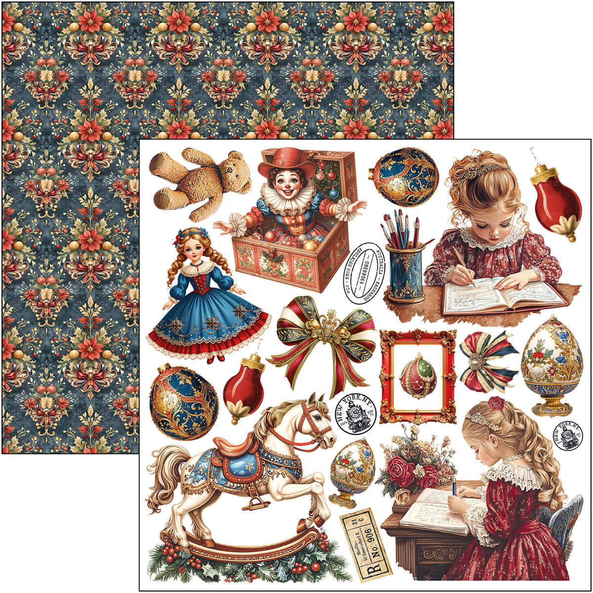 Ciao Bella TOY SHOP Winter Christmas 6X6 Fussy Cut Paper Pad 24 Sheets #CBQE089
