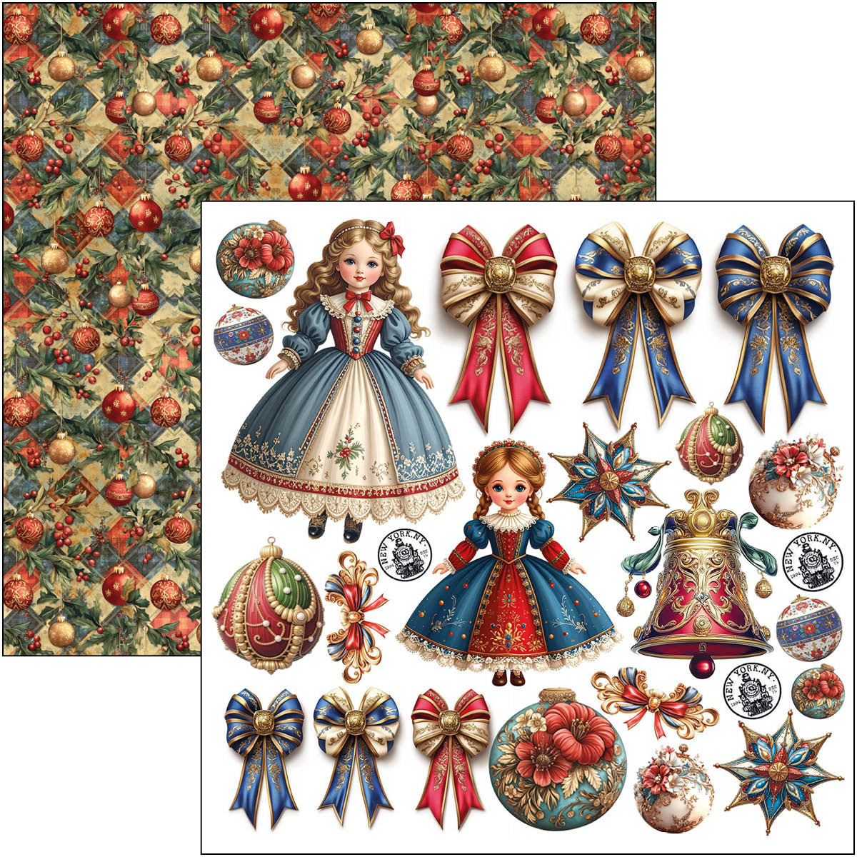 Ciao Bella TOY SHOP Winter Christmas 6X6 Fussy Cut Paper Pad 24 Sheets #CBQE089