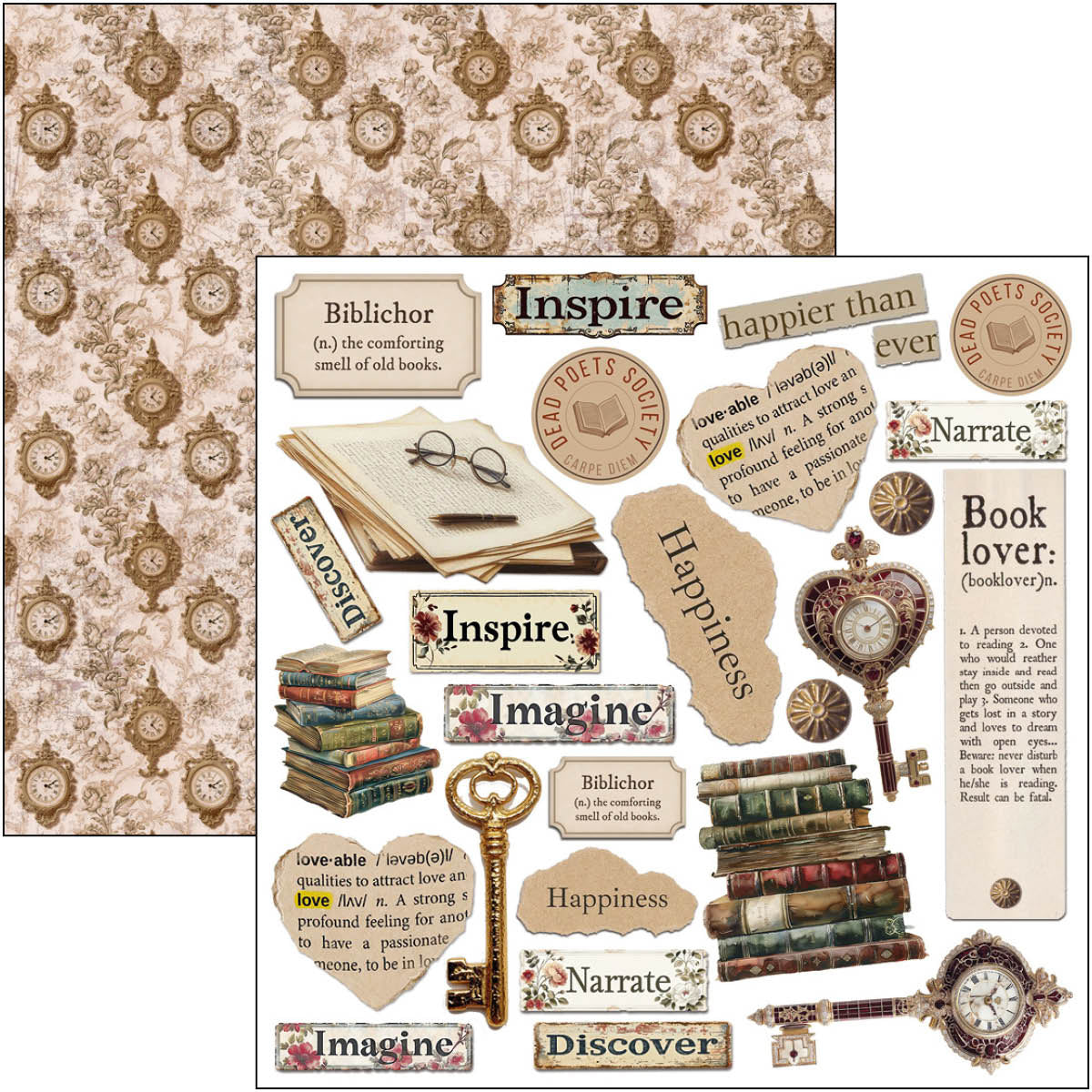 Ciao Bella BOOK LOVERS 6X6 Fussy Cut Paper Pad 24 Sheets #CBQE091