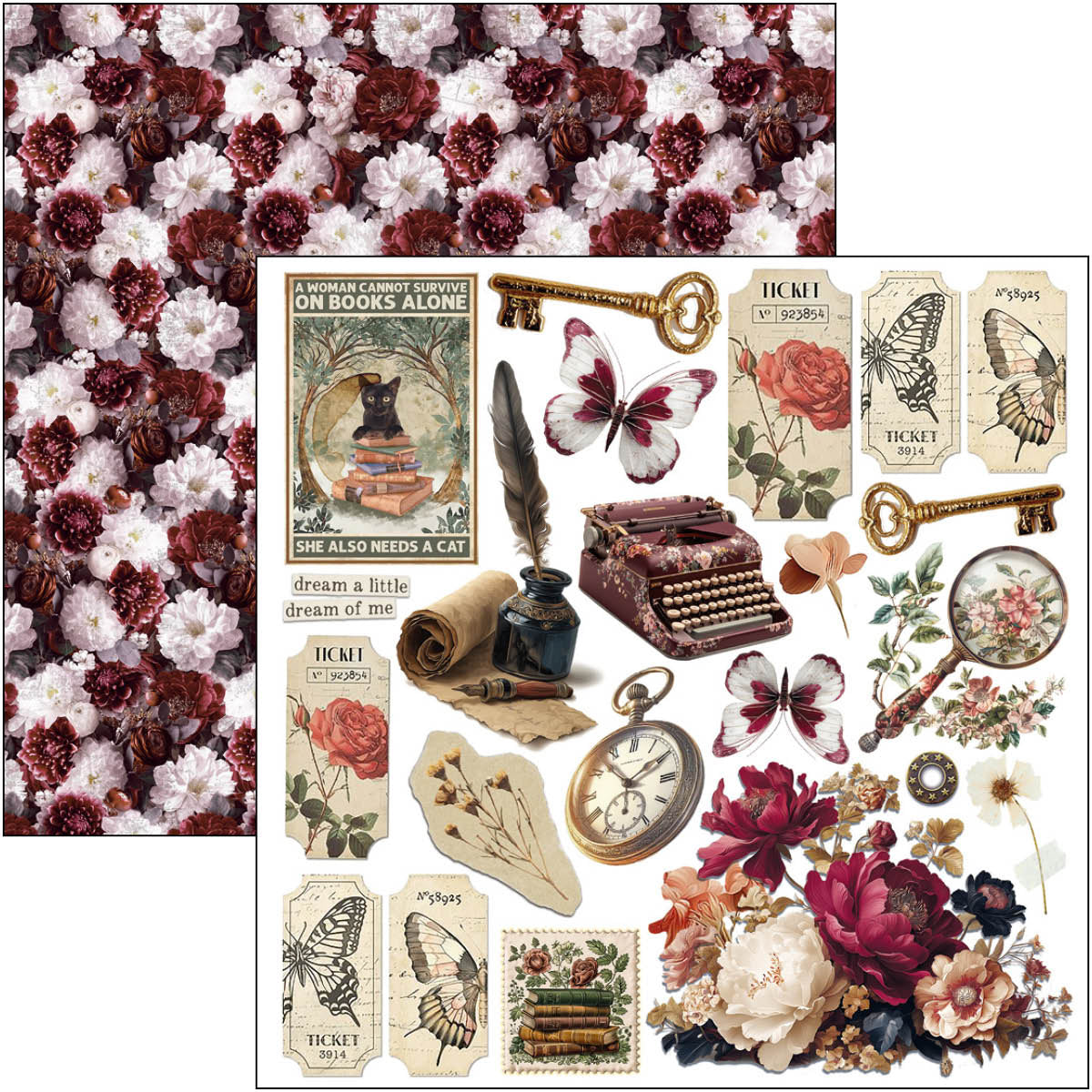 Ciao Bella BOOK LOVERS 6X6 Fussy Cut Paper Pad 24 Sheets #CBQE091