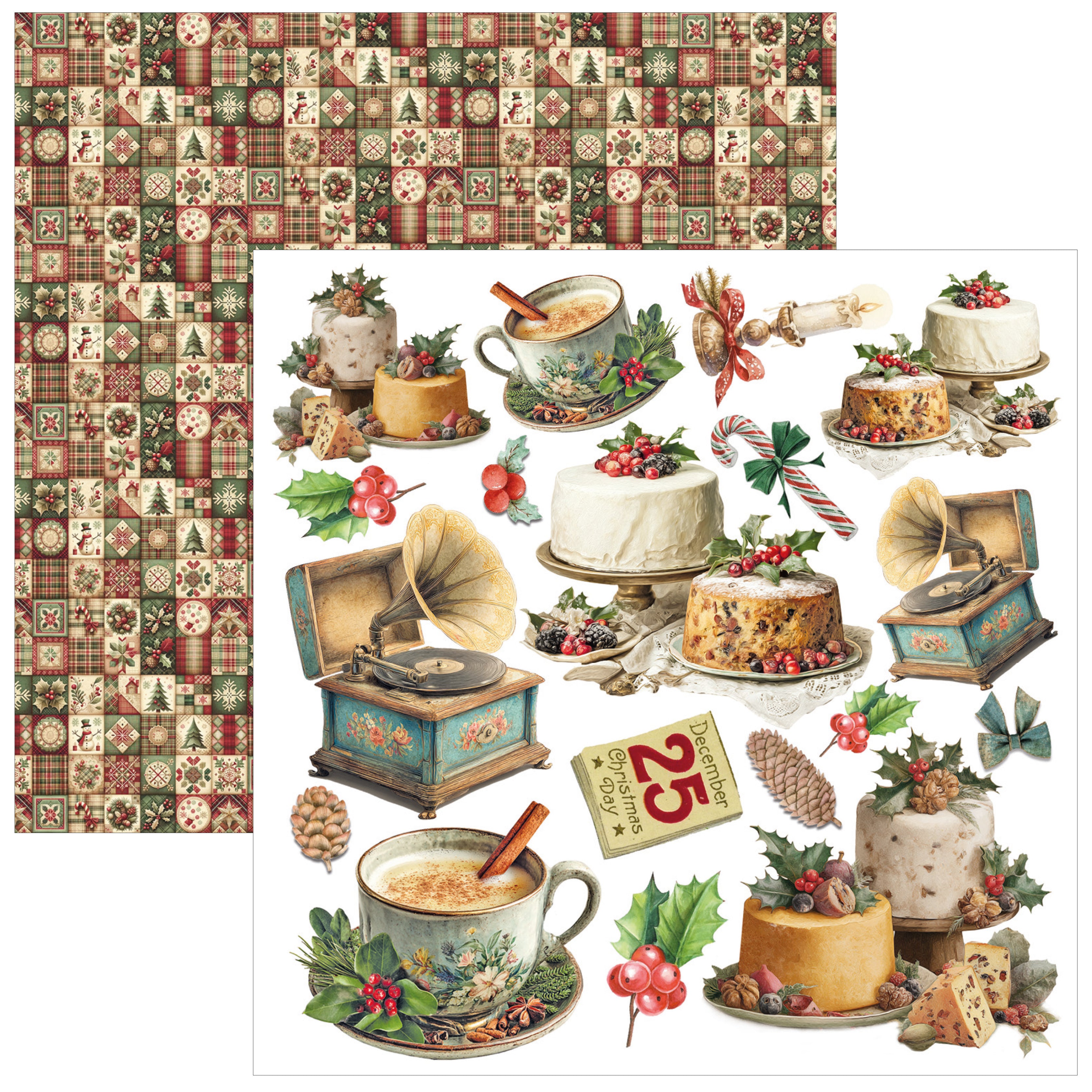 Ciao Bella MERRY and BRIGHT Christmas 6X6 Fussy Cut Paper Pad 24 Sheets #CBQE098