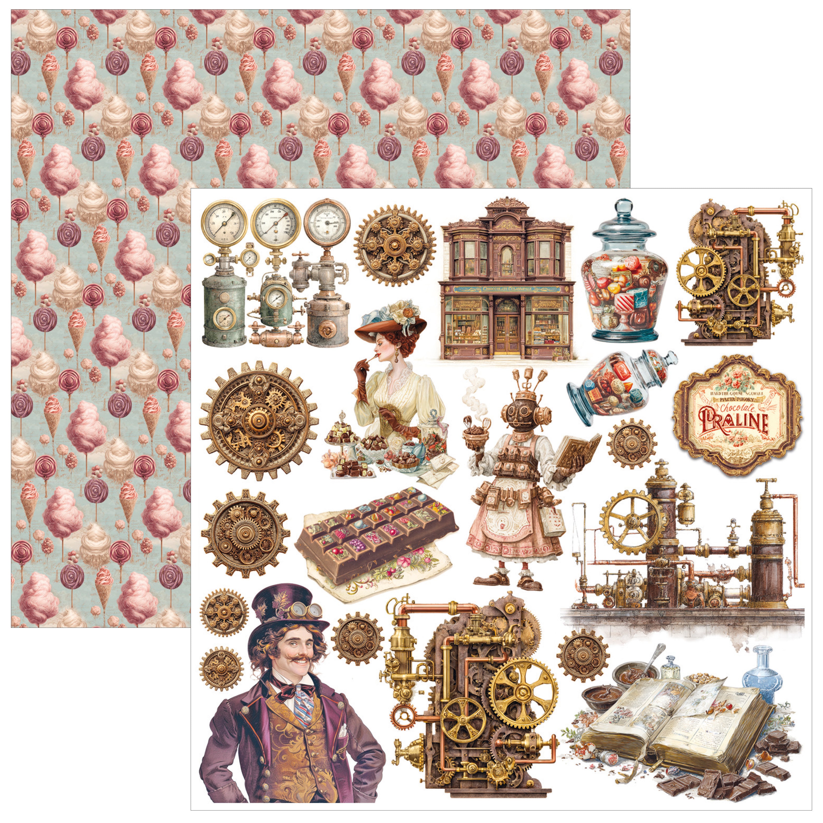 Ciao Bella CHOCOLATE WANDERLUST 6X6 Fussy Cut Paper Pad 24 Sheets #CBQE100