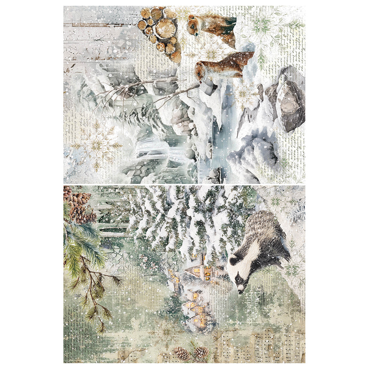 Ciao Bella FOREST TALES Winter Christmas A4 Decoupage Rice Paper Art Set 4 Sheets #CBRA006