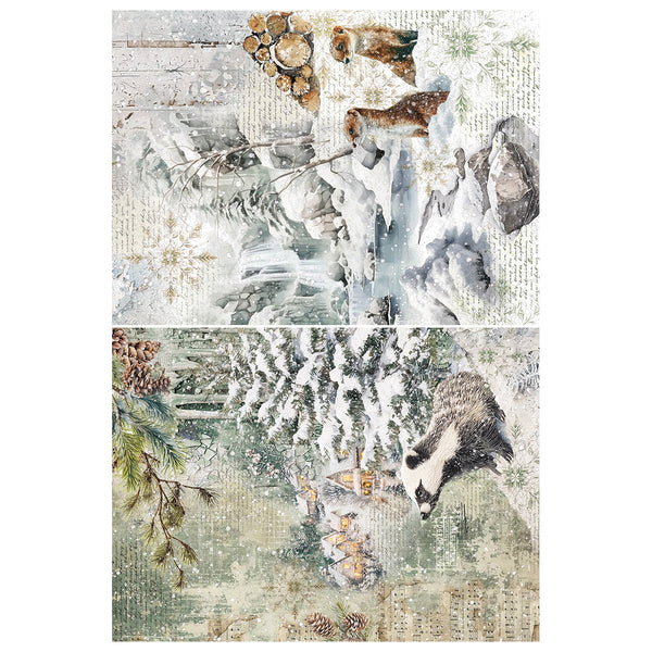 Ciao Bella FOREST TALES Winter Christmas A4 Decoupage Rice Paper Art Set 4 Sheets #CBRA006