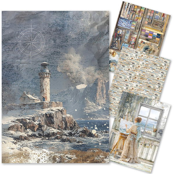 Ciao Bella AN ARTIST JOURNEY  A4 Decoupage Rice Paper Art Set 4 Sheets #CBRA008