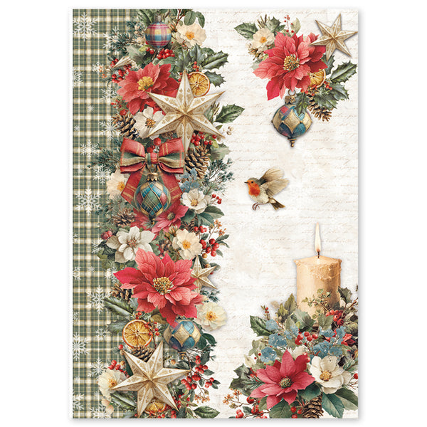 Ciao Bella MERRY and BRIGHT Christmas - A4 Decoupage Rice Paper Art Set 4 Sheets #CBRA014