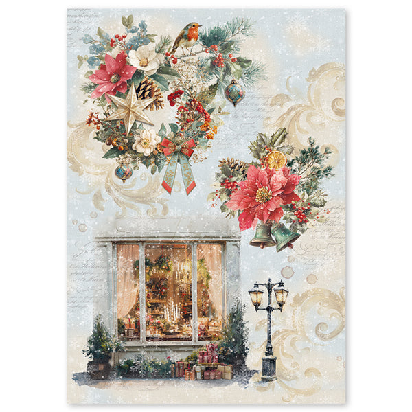 Ciao Bella MERRY and BRIGHT Christmas - A4 Decoupage Rice Paper Art Set 4 Sheets #CBRA014