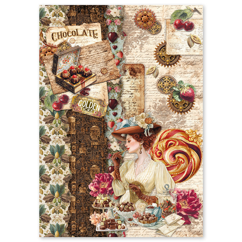 Ciao Bella CHOCOLATE WANDERLUST - A4 Decoupage Rice Paper Art Set 4 Sheets #CBRA016