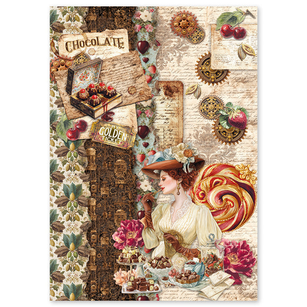 Ciao Bella CHOCOLATE WANDERLUST - A4 Decoupage Rice Paper Art Set 4 Sheets #CBRA016