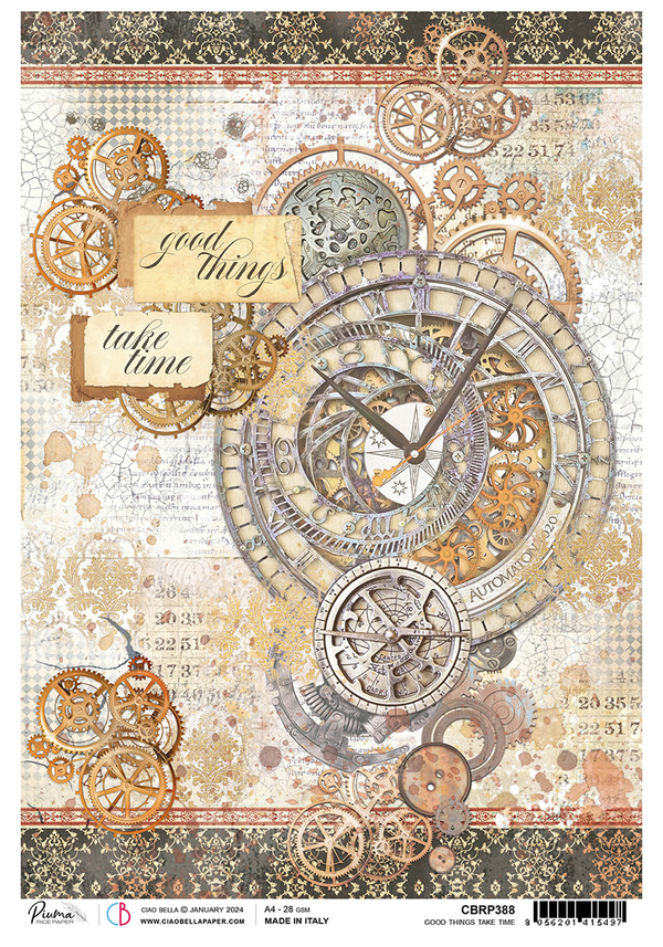 Ciao Bella WIZARD ACADEMY Good Things Take Time A4 Rice Paper Mixed Media #CBRP388