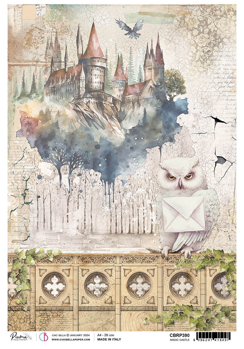 Ciao Bella WIZARD ACADEMY Magic Castle A4 Rice Paper Mixed Media #CBRP390