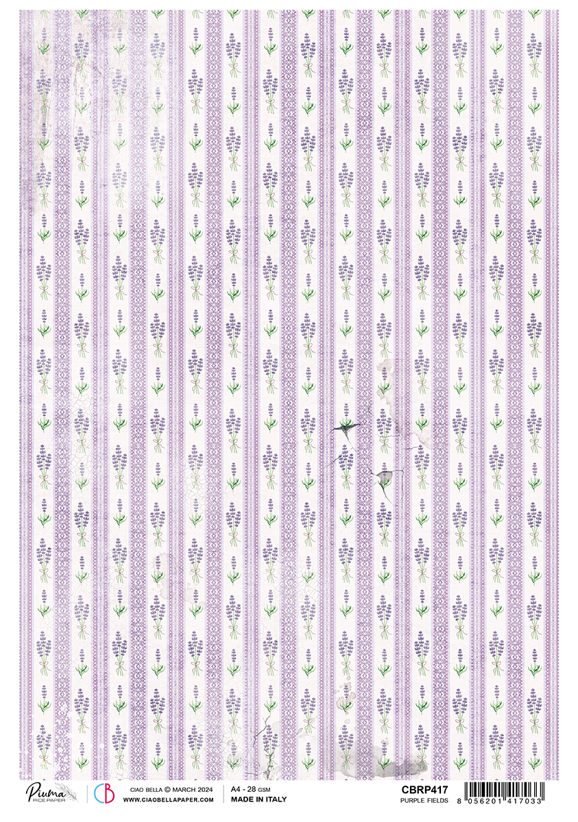 Ciao Bella PROVENCE PURPLE FIELDS A4 Rice Paper Decoupage #CBRP417