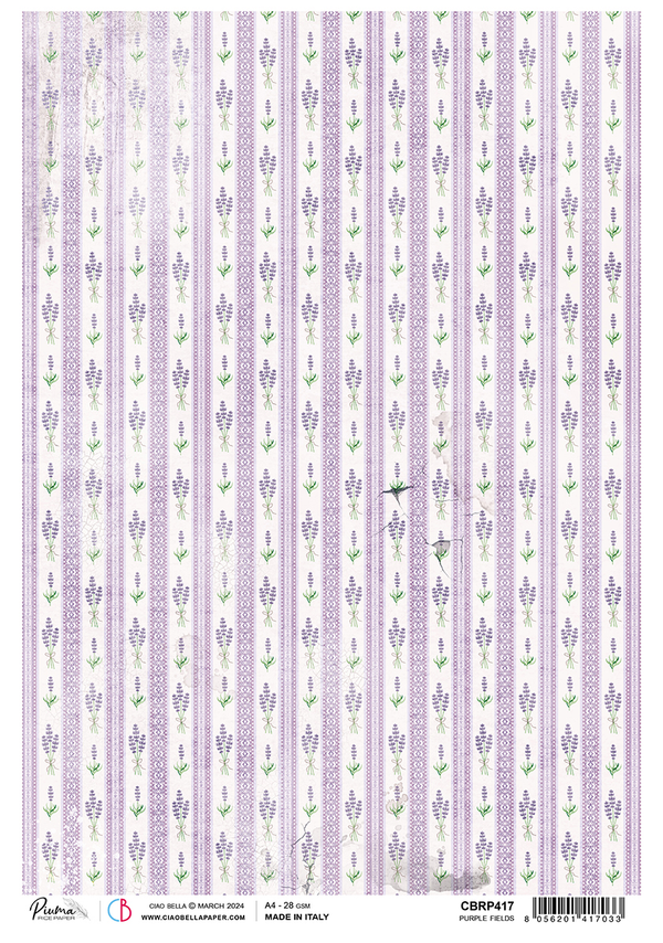 Ciao Bella PROVENCE PURPLE FIELDS A4 Rice Paper Decoupage #CBRP417