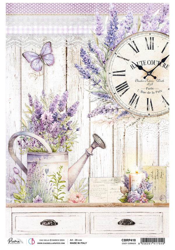 Ciao Bella PROVENCE COZY CORNER A4 Rice Paper Decoupage #CBRP418