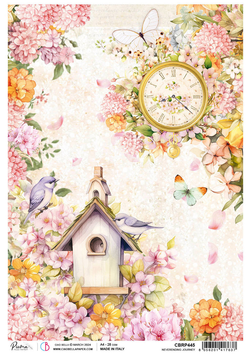 Ciao Bella Flower Shop NEVERENDING JOURNEY A4 Rice Paper Decoupage #CBRP445