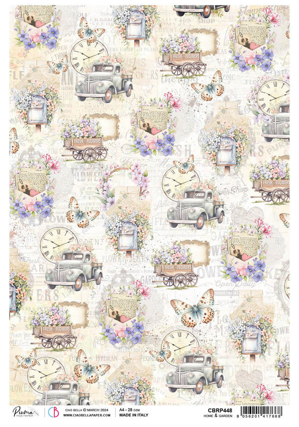 Ciao Bella Flower Shop HOME & GARDEN A4 Rice Paper Decoupage #CBRP448