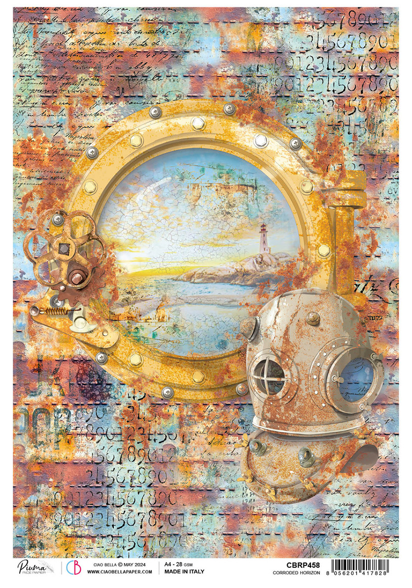 Ciao Bella Coral Reef CORRODED HORIZON A4 Rice Paper Decoupage #CBRP458