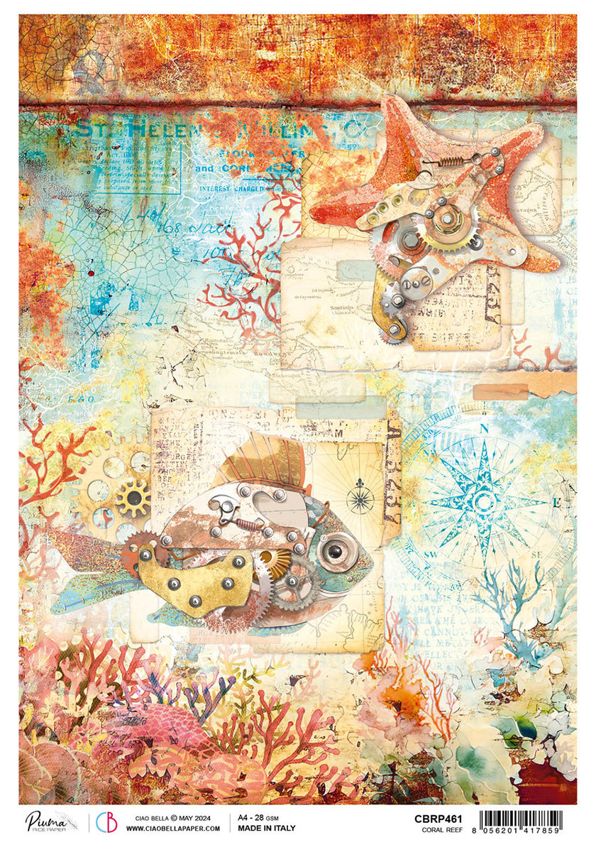 Ciao Bella CORAL REEF A4 Rice Paper Decoupage #CBRP461