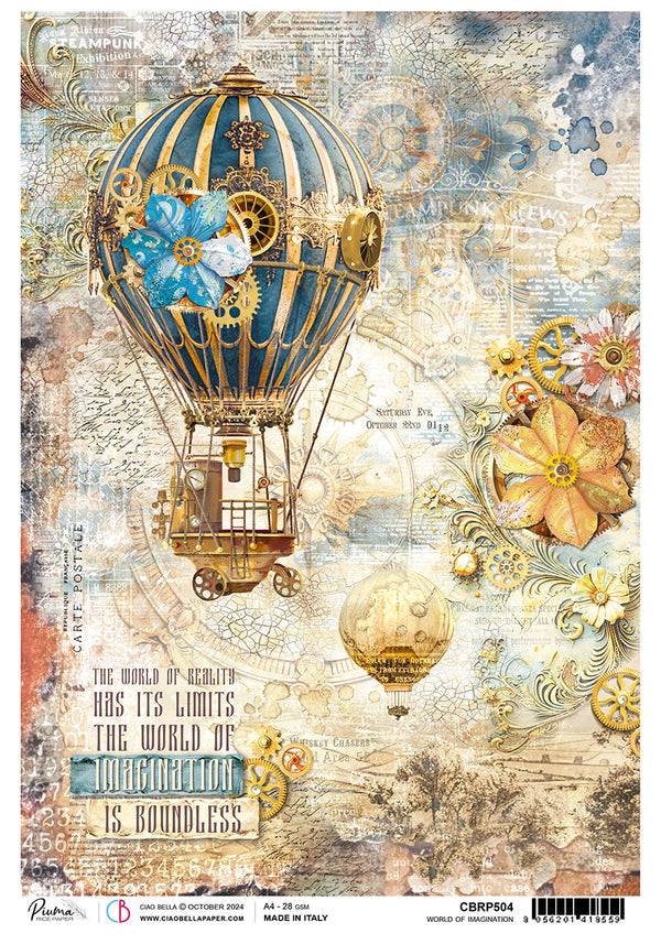 Ciao Bella Esprit de Voyage WORLD OF IMAGINATION A4 Rice Paper Mixed Media #CBRP504