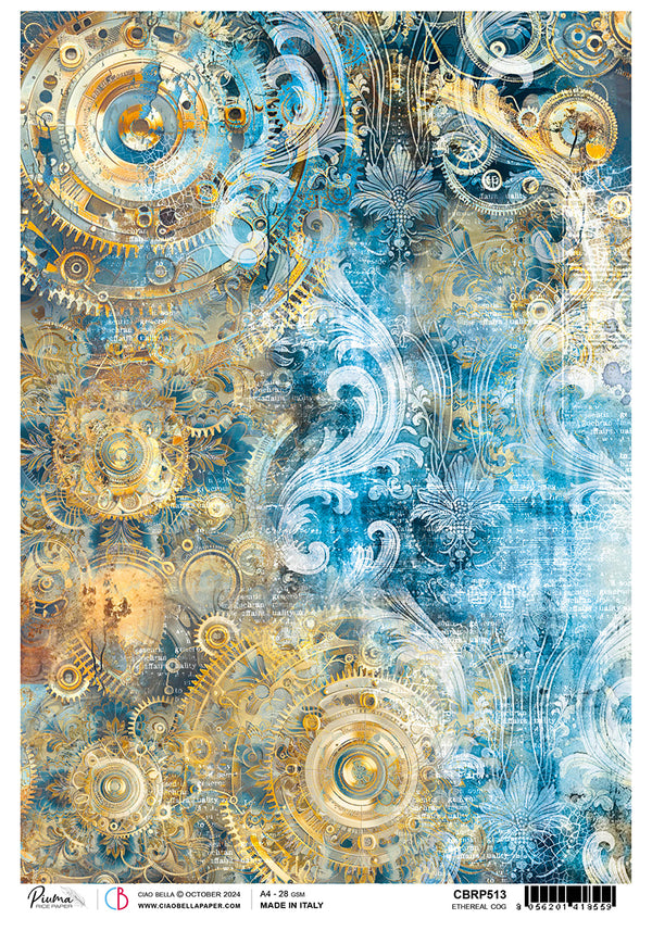 Ciao Bella Esprit de Voyage ETHEREAL COG A4 Rice Paper Mixed Media #CBRP513