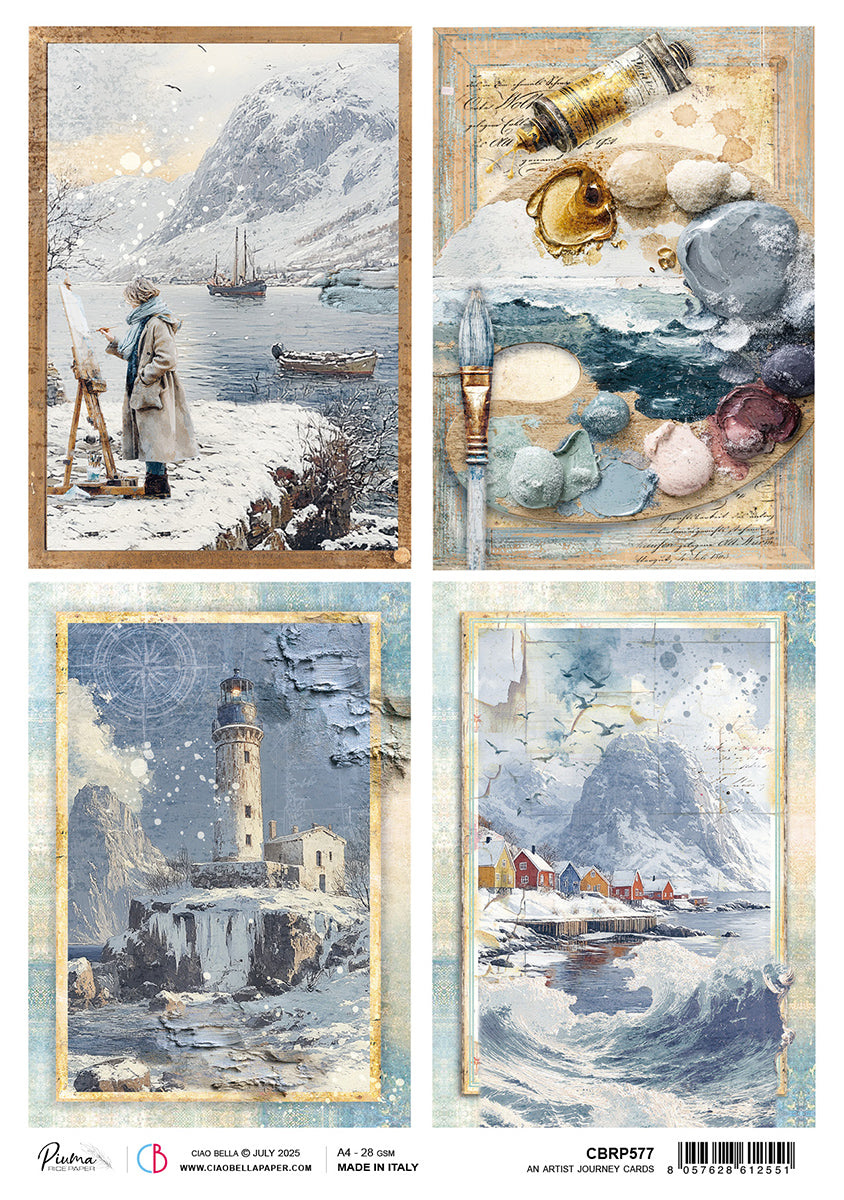 Ciao Bella AN ARTIST JOURNEY - CARDS A4 Rice Paper Mixed Media #CBRP577