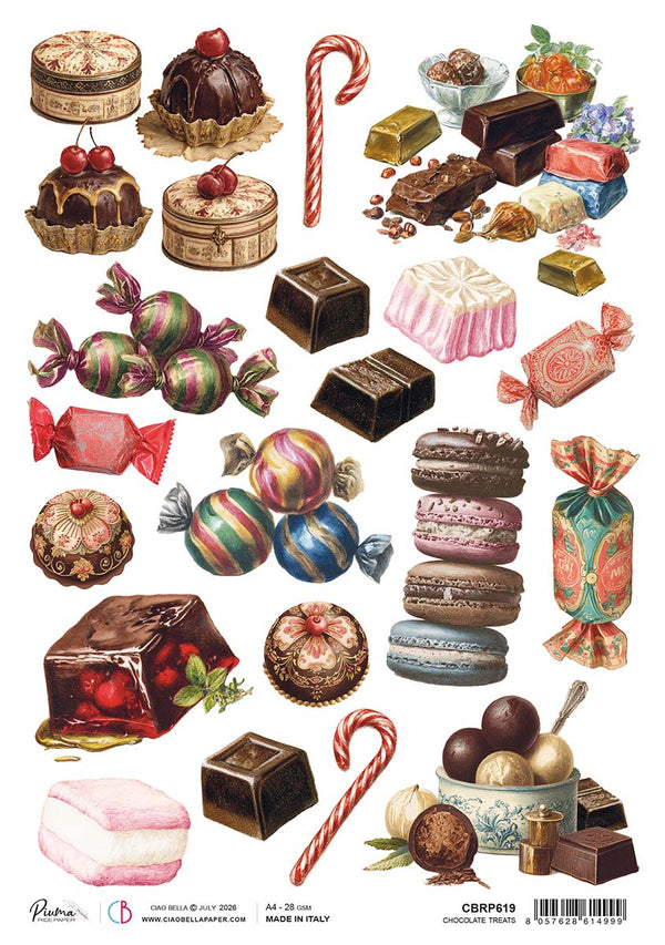 Ciao Bella Chocolate Wanderlust TREATS A4 Rice Paper Mixed Media #CBRP619