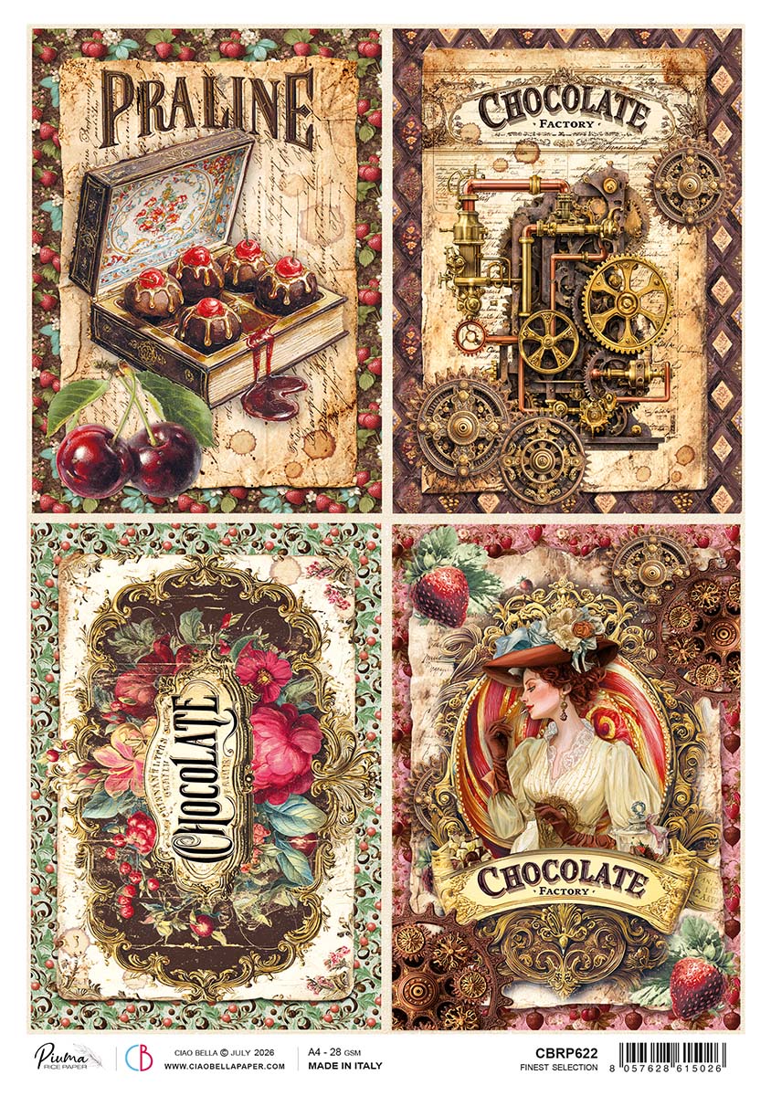 Ciao Bella Chocolate Wanderlust FINEST SELECTION A4 Rice Paper Mixed Media #CBRP622