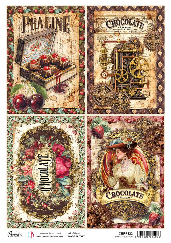 Ciao Bella Chocolate Wanderlust FINEST SELECTION A4 Rice Paper Mixed Media #CBRP622