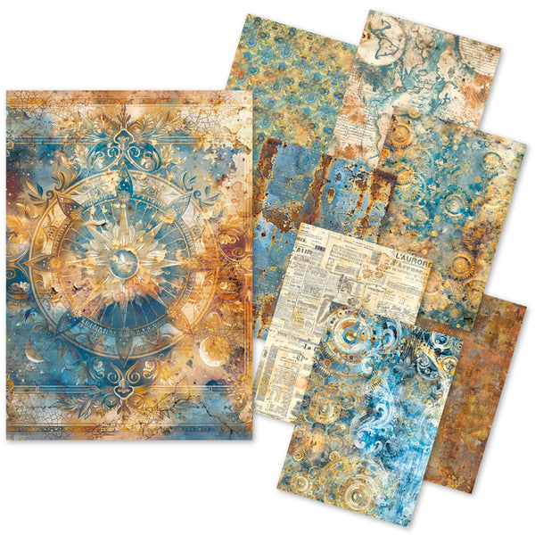 Ciao Bella ESPRIT DE VOYAGE A5 Assorted Rice Paper Selection Decoupage 8 sheets #CBRS001